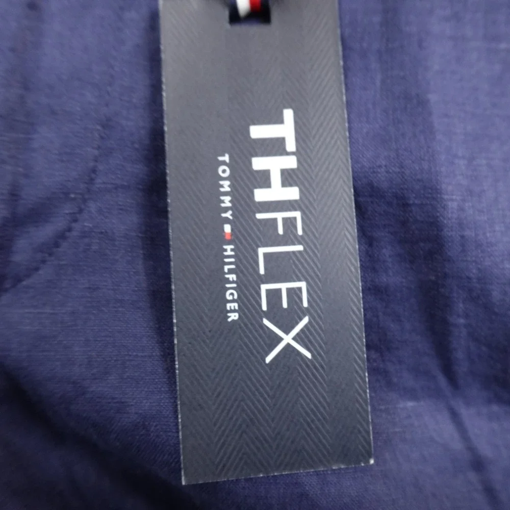 NEW Tommy Hilfiger Pants Mens 36X29 Blue Linen Chino Trouser Dress Slacks Office